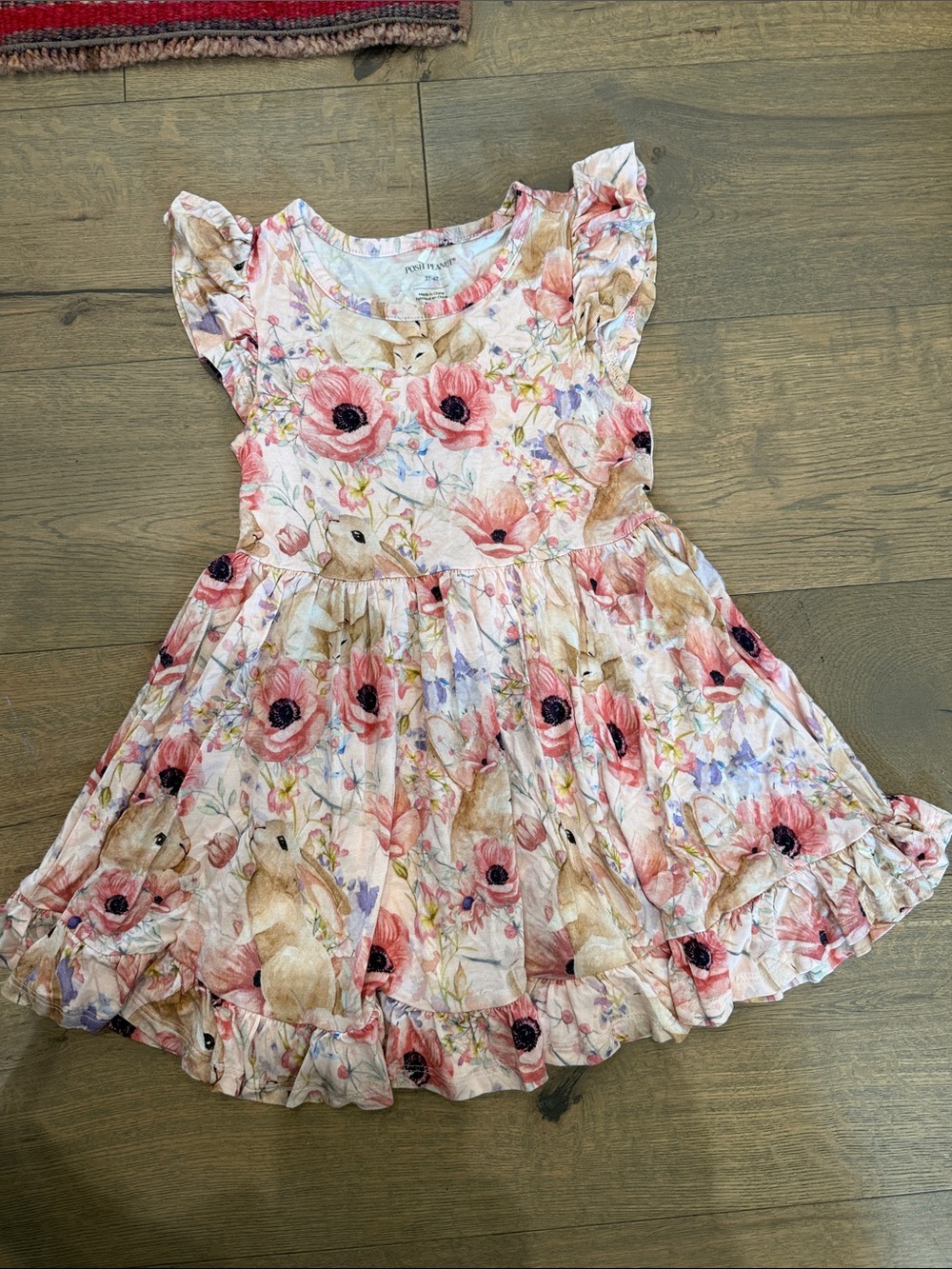 Posh Peanut Pink Floral Ruffle Dress